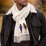 Personalized Multicolor Horse and Rider Embroidered Name Soft Warm Scarf with Tassel Winter Accessory Anniversary Birthday Gift for Horse Lovers
