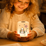 Personalized Cartoon Character Dimmable Touch Control Rechargeable Night Light with Name and Birth Flower Bedroom Decor Birthday Gift for Book Lover
