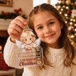 Personalized Reindeer Santa Claus Glitter Acrylic Money Holder Christmas Ornament with Name Christmas Tree Decor Holiday Party Gift for Kids
