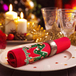 Personalized 3D-Effect Artwork Christmas Initial 100% Cotton Red Napkin with Name Table Decor Christmas Gift for Families Couples Kids