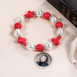 Personalized Heat-Activated Hidden Photo Beads Bracelet with Cross Religious Daily Wear Memorable Birthday Gift for Faith Believers