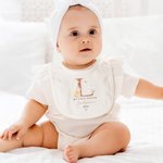 Personalized My First Easter Cute Plush Stuffed Animal Toy Bib with Name and Year Easter Gift for Kids Babies Newborns