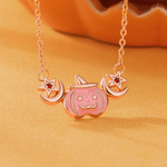 Collana personalizzata in argento sterling a tema Halloween con zucca e pietra natale: gioiello delicato da indossare tutti i giorni, ideale come regalo di compleanno o per Halloween per le amiche