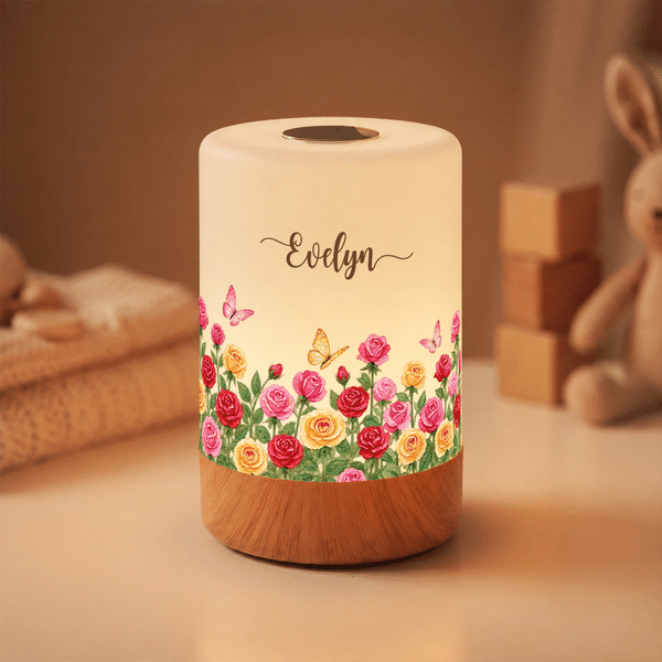 Personalized Birth Flower Dimmable Touch LED Night Light with Name and Remote Control Home Decor Birthday Gift for Family Mom