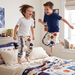 Personalized Cartoon Ball Sports Quilt-Effect Pattern Soft Pajama Pants with Name and Initial Daily Use Birthday Gift for Family Boys Kids