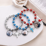 Personalized Heat-Activated Hidden Photo Beads Bracelet with Cross Religious Daily Wear Memorable Birthday Gift for Faith Believers