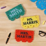 Targhetta da scrivania personalizzata con motivo “Papel Picado” messicano, stampata in 3D – Decorazione per scrivania da ufficio – Regalo di ringraziamento per il Cinco de Mayo per insegnanti di spagn
