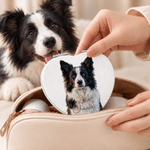 Personalised Oil Painting Style Pet Photo Compact Heart Round Square Makeup Mirror with Name Portable Birthday Wedding Party Gift for Pet Lovers