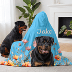 Personalised Multicolour Pet Photo Birth Flower Soft Hooded Blanket with Name Bedroom Decor Birthday Gift for Pet Owners Lovers