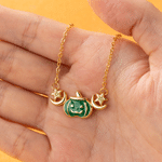 Collana personalizzata in argento sterling a tema Halloween con zucca e pietra natale: gioiello delicato da indossare tutti i giorni, ideale come regalo di compleanno o per Halloween per le amiche