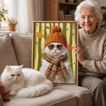 Personalized Autumn Fashion Style Pet Photo Canvas Prints with Name Home Decor Birthday Gift for Pet Owners