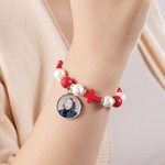 Personalized Heat-Activated Hidden Photo Beads Bracelet with Cross Religious Daily Wear Memorable Birthday Gift for Faith Believers