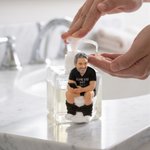 Personalized Funny Photo Dad Hidding In The Bathroom With Phone Pump Soap Dispenser with Name Father's Day Birthday Gift for Dad Husband