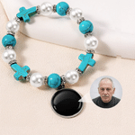 Personalized Heat-Activated Hidden Photo Beads Bracelet with Cross Religious Daily Wear Memorable Birthday Gift for Faith Believers