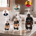 Personalized Funny Photo Dad Hidding In The Bathroom With Phone Pump Soap Dispenser with Name Father's Day Birthday Gift for Dad Husband