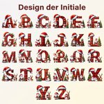 Personalisierte Karo-Design Serviette | mit Initiale und Namen | 100% Baumwolle | Festliche Tischdeko | Weihnachtsgeschenk für Familie & Freunde