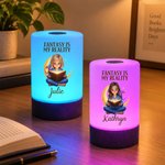 Personalized 3D-Effect Artwork Cartoon Reader Photo Rechargeable Touch Control LED Night Light with Name Birthday Gift for Friends Bookworms Kids