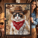 Personalised Cowboy Style Pet Photo Canvas Prints with Name Home Decor Ship from USA Birthday Gift for Pet Owners