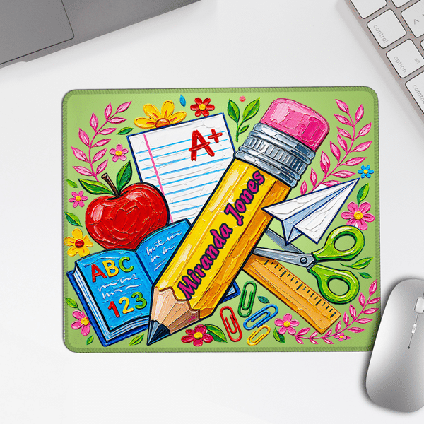 Personalized Classic Teacher‑Themed Pattern Non-Slip Mouse Pad with Name Office Use Birthday Teacher's Day Gift for Teacher
