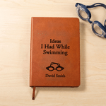 Personalized Swimming Theme A5 PU Leather Notebook with Name Daily Use Swimming Club Birthday Gift for Swimmer Swimming Enthusiast