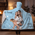 Personalized Besties Friends Sisters Forever Photo Soft Throw Hooded Blanket with Name and Year Anniversary Birthday Gift for Best Friends