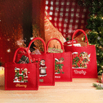 Personalized 3D-Effect Artwork Christmas Cartoon Character Photo Large Capacity Red Tote Bag with Initial and Name Christmas Gift for Kids Family