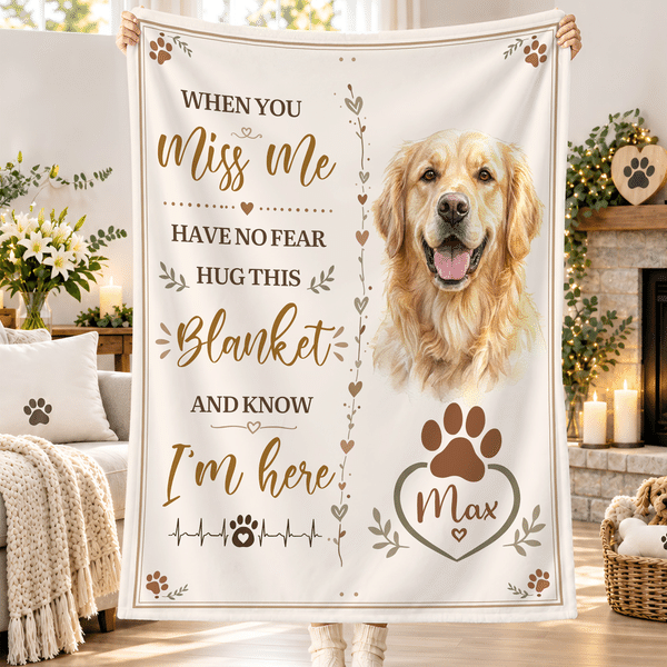 Coperta morbida personalizzata con foto del tuo animale domestico e la scritta 