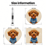 Personalised Oil Painting Style Pet Photo Compact Heart Round Square Makeup Mirror with Name Portable Birthday Wedding Party Gift for Pet Lovers