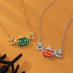 Collana personalizzata in argento sterling a tema Halloween con zucca e pietra natale: gioiello delicato da indossare tutti i giorni, ideale come regalo di compleanno o per Halloween per le amiche