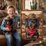 Personalised Cowboy Style Pet Photo Canvas Prints with Name Home Decor Ship from USA Birthday Gift for Pet Owners