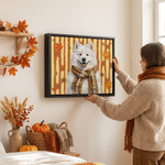 Personalized Autumn Fashion Style Pet Photo Canvas Prints with Name Home Decor Birthday Gift for Pet Owners