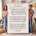 Personalised Five-Line Note Music Theme The First Dance Song Soft Throw Blanket with Couple Names And Date Wedding Anniversary Gift for Couples