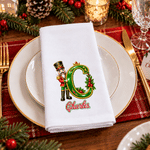 Personalized Christmas-Themed Cartoon Character Initial 100% Cotton Napkin with Name Table Decoration Christmas Gift for Kids Family