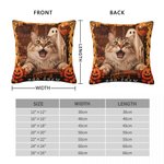 Fodera per cuscino morbida personalizzata con foto del proprio animale domestico e un fantasma di Halloween che fa “Boo”, con nome; decorazione per la casa e regalo per la festa di Halloween per gli a