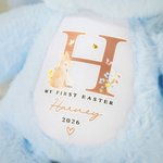 Personalized My First Easter Cute Plush Stuffed Animal Toy Bib with Name and Year Easter Gift for Kids Babies Newborns