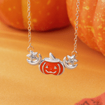 Collana personalizzata in argento sterling a tema Halloween con zucca e pietra natale: gioiello delicato da indossare tutti i giorni, ideale come regalo di compleanno o per Halloween per le amiche