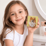 Personalised Oil Painting Style Pet Photo Compact Heart Round Square Makeup Mirror with Name Portable Birthday Wedding Party Gift for Pet Lovers