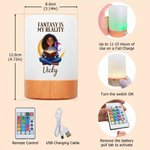 Personalized 3D-Effect Artwork Cartoon Reader Photo Rechargeable Touch Control LED Night Light with Name Birthday Gift for Friends Bookworms Kids