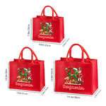 Personalized 3D-Effect Artwork Christmas Cartoon Character Photo Large Capacity Red Tote Bag with Initial and Name Christmas Gift for Kids Family