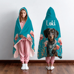 Personalised Multicolour Pet Photo Birth Flower Soft Hooded Blanket with Name Bedroom Decor Birthday Gift for Pet Owners Lovers