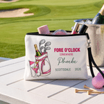 Personlig ”Fore O’Clock Somewhere”-golfkosmetiktask med plats för namn och år – en perfekt födelsedags- eller klubbjubileumspresent för kvinnliga golfentusiaster