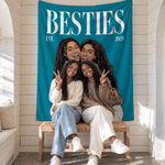 Personalized 3D‑Effect Artwork American Comic Style Character Photo Soft Throw Blanket with Name Text and Title Birthday Christmas Gift for Besties
