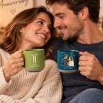 Personalized 1-60 Anniversary Counting Photo 12 oz Ceramic Mug with Names and Text Daily Use Anniversary Gift for Couple