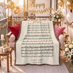 Personalised Floral Wedding First Dance Song Sheet Music Soft Cosy Tassel Throw Blanket with Name and Date Anniversary Gift for Couple