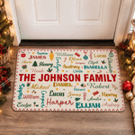 Personalized Christmas Elements Word Cloud Anti-Slip Doormat with Title and Family Member Names Home Decor Christmas Gift for Family Friends