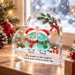 Personalized  Sea Glass Snow Sisters Heart-Shaped Acrylic Christmas Plaque with Name Home Decor Christmas Gift for Sisters Besties