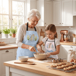 Personalized Birth Flower Cooking Themed Adjustable Adults Kids Apron with Name Kitchen Accessory Christmas Thanksgiving Gift for Cooking Lovers