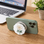 Personalised Mother of Pearl Design Birth Flower Acrylic Magnetic Phone Grip Stand Holder with Name Mobile Phone Accessories Birthday Gift for Women