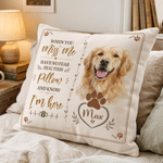 Gepersonaliseerde kussenhoes in aquarelstijl met foto van huisdier en naam – woondecoratie en rouwcadeau bij het overlijden van een huisdier voor huisdiereigenaren en -liefhebbers