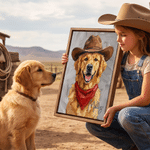 Personalised Cowboy Style Pet Photo Canvas Prints with Name Home Decor Ship from USA Birthday Gift for Pet Owners